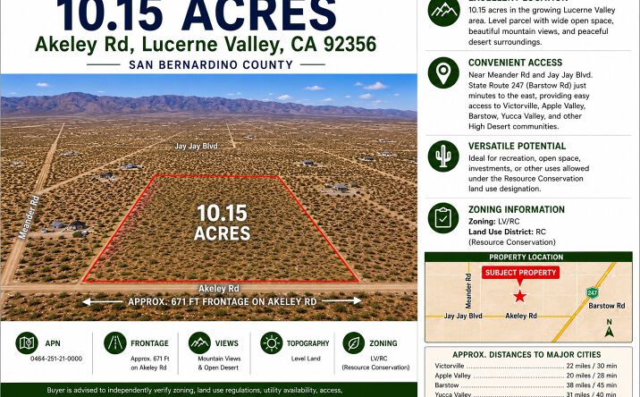Pictures of Land property located at 0 Akeley Rd, Lucerne Valley, CA 92356 for sales - image #1