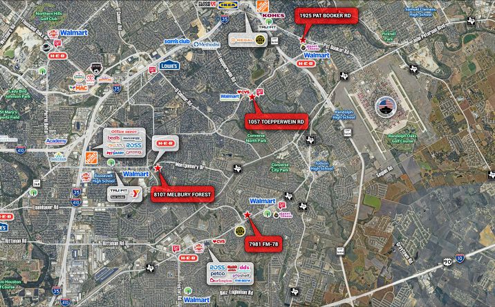 Pictures of Special Purpose property located at 1925 Pat Booker Rd, Universal City, TX 78148, 10597 Toepperwein Rd, Converse, TX 78109, 7981 Fm 78, San Antonio, TX 78244, 8107 Melbury Forest, San Antonio, TX 78239 for sales - image #1