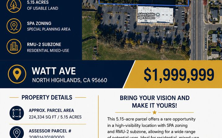 Pictures of Land property located at Lot 2 Watt Ave, North Highlands, CA 95660 for sales - image #1