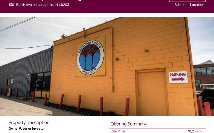 Pictures of Retail, Industrial, Special Purpose property located at 1301 Barth Ave, Indianapolis, IN 46203 for sales - image #1