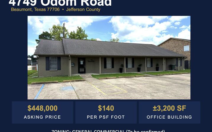 Pictures of Office property located at 4749 Odom Road, Beaumont, TX 77706 for sales - image #1