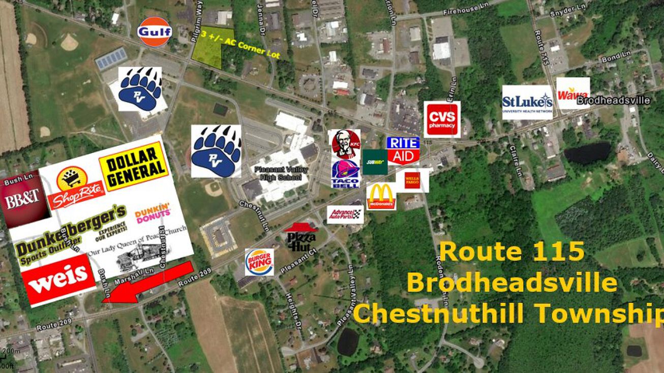 2206 PA115, Brodheadsville, PA 18322 Land for Sale 3 +/ AC Corner