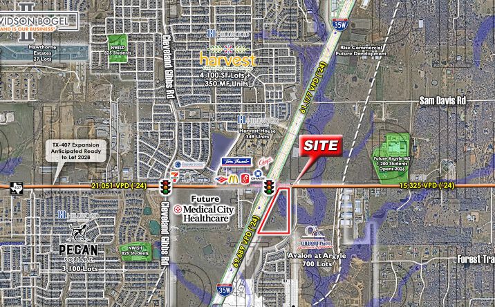 Pictures of Land property located at SEC - I-35W & F.M. 407, Argyle, TX 76226 for sales - image #1