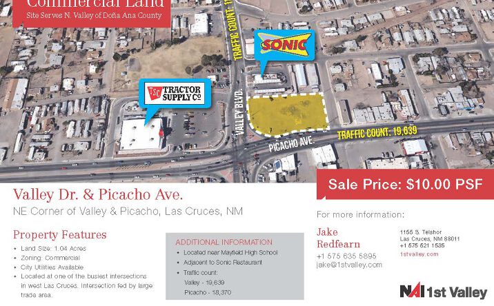 Pictures of Land property located at NE Corner of Valley & Picacho, Las Cruces, NM 88005 for sales - image #1