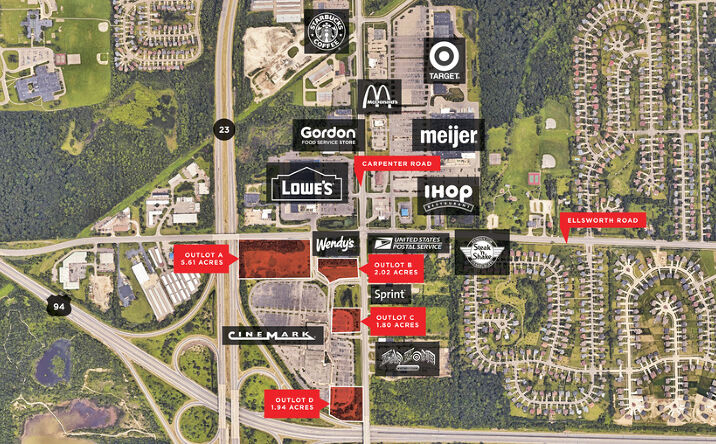 Pictures of Land property located at 4 Outparcels On SW Corner of Ellsworth & Carpenter Road, Pittsfield Township, MI 48108 for sales - image #1