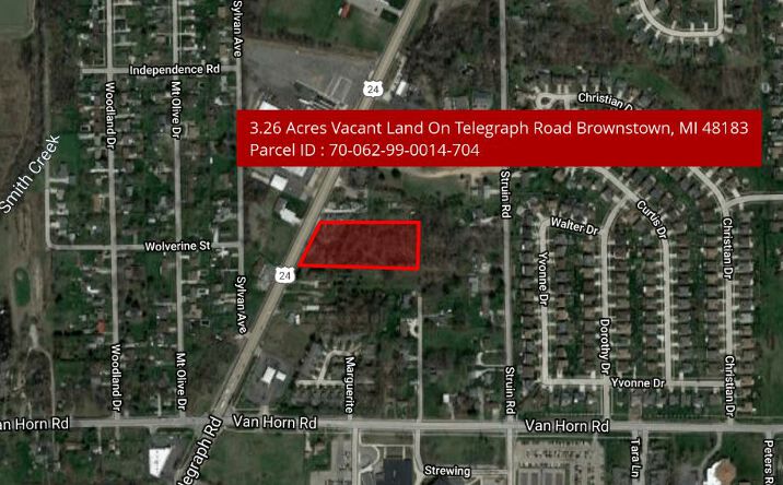 Pictures of Land property located at 3.26 Acres Vacant Land On Telegraph Road, Brownstown, MI 48183 for sales - image #1