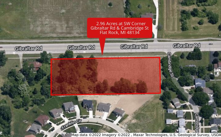 Pictures of Land property located at 2.96 Acres SW Corner of Gibraltar Road & Cambridge Street, Flat Rock, MI 48134 for sales - image #1