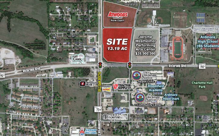 Pictures of Land property located at NEC of Commerce & Veterans, Ardmore, OK 73401 for sales - image #1