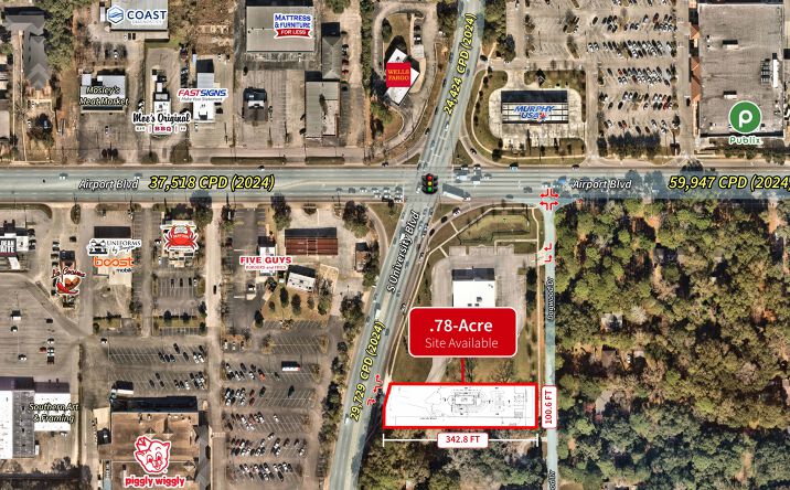 Pictures of Land property located at 4645 Airport Blvd, Mobile, AL 36609 for sales - image #1
