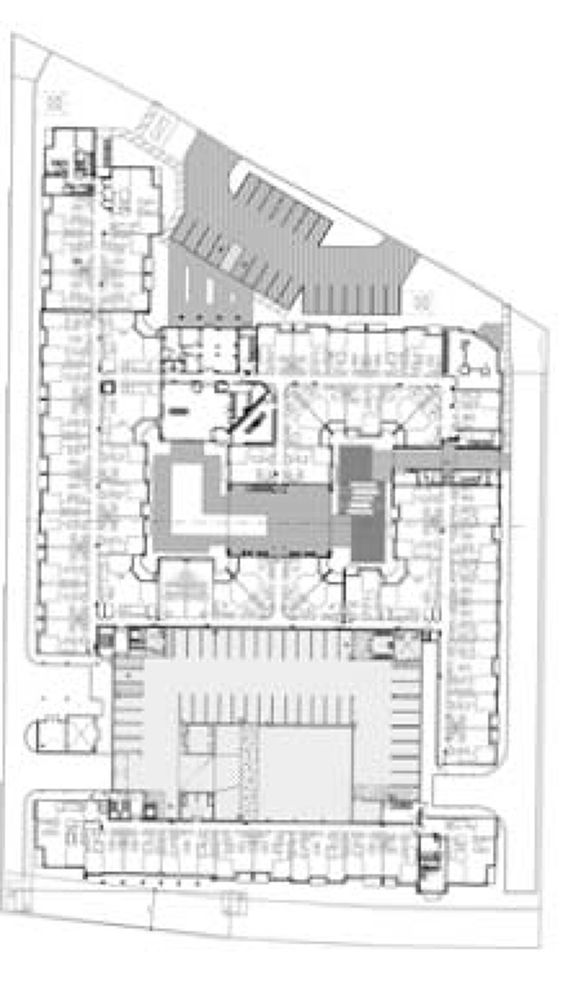 Site plan of 7701 Washington Avenue, Houston, TX, showing layout, access points, and parking areas.