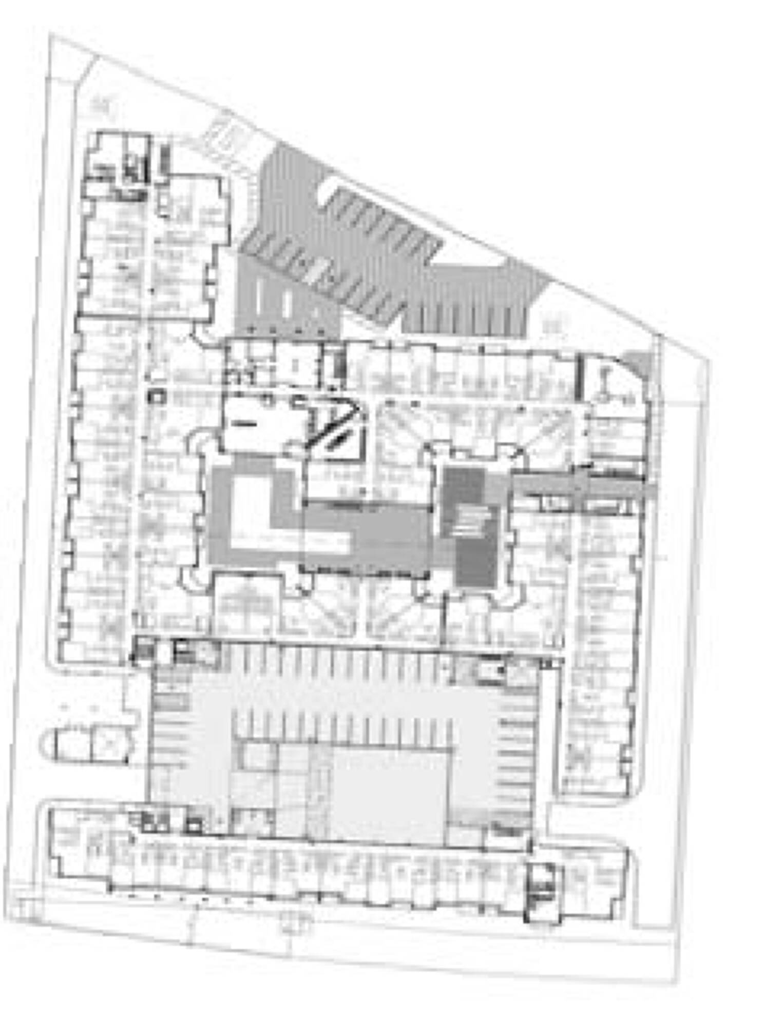 Site plan of 7701 Washington Avenue, Houston, TX, showing layout, parking, and access points.