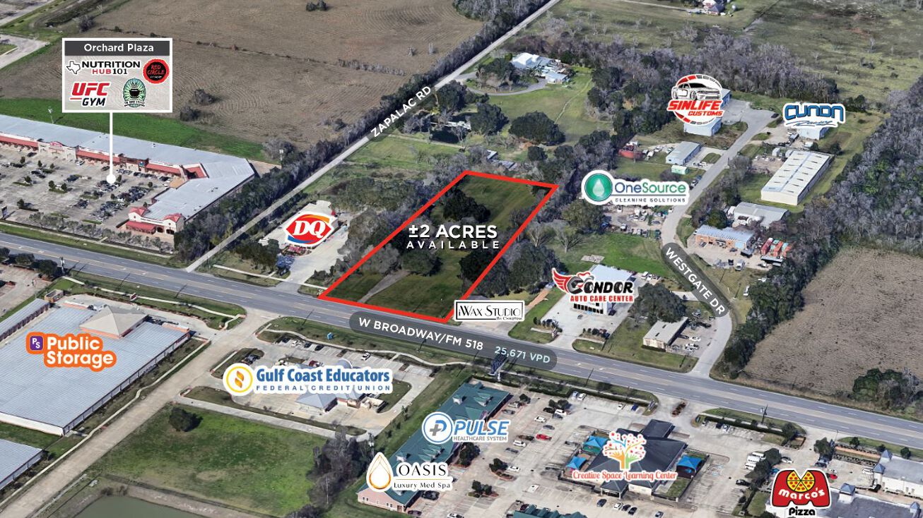 8013 Broadway St /FM 518, Pearland, TX 77581 Land for Sale 2 Acres
