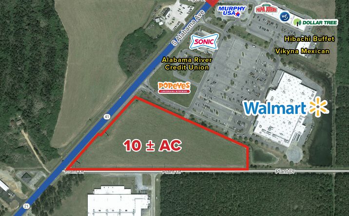 Pictures of Retail, Office, Land, Self Storage property located at NEC of S. Alabama Avenue & Plant Drive, Monroeville, AL 36460 for sales - image #1