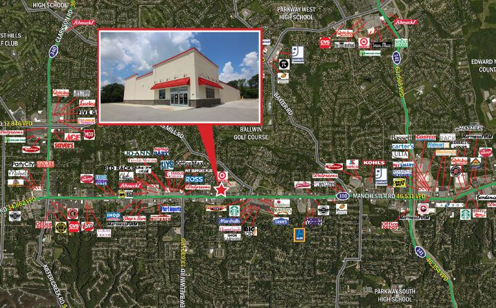 Pictures of Retail property located at 15031 Manchester Road, Ballwin, MO 63011 for comps - image #1
