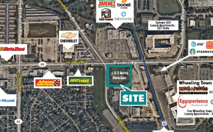 Pictures of Land property located at 625 West Dundee Road, Wheeling, IL 60090 for sales - image #1