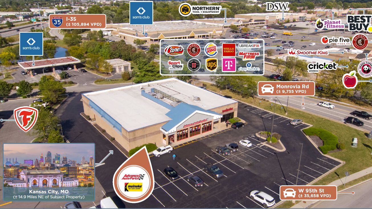 12310 W 95th St, Lenexa, KS 66215 Retail Property for Sale Advance Auto Parts Meineke Car