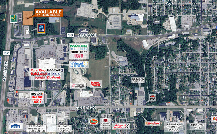Pictures of Land property located at +/- 4.46AC, SR 37 & SR 58, Bedford, IN 47421 for sales - image #1