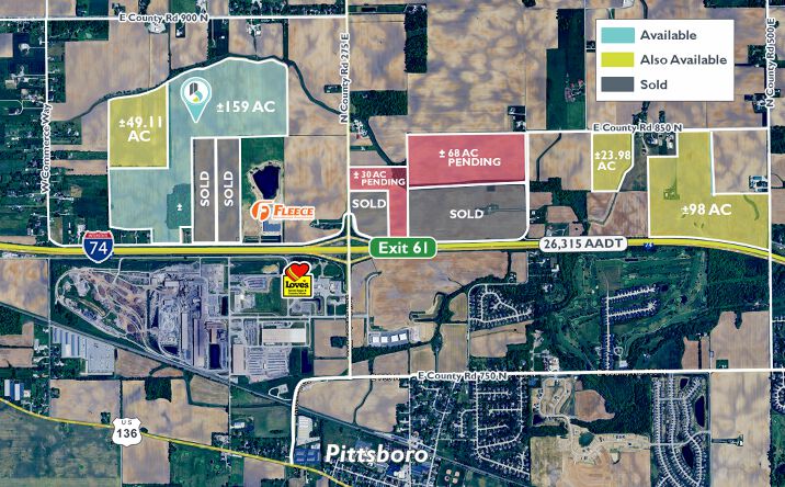 Pictures of Land property located at E. CR. 900 N., E. CR. 800 N., Frontage Rd., Pittsboro, IN 46167 for sales - image #1