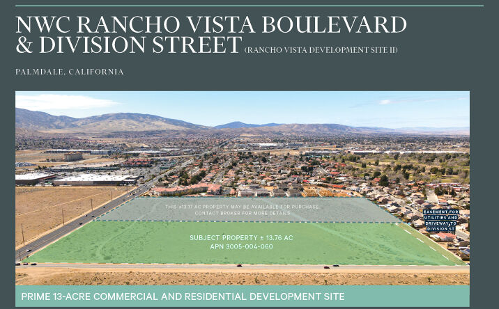 Pictures of Land property located at NWC Rancho Vista Boulevard & Division Street, Palmdale, CA 93551 for sales - image #1