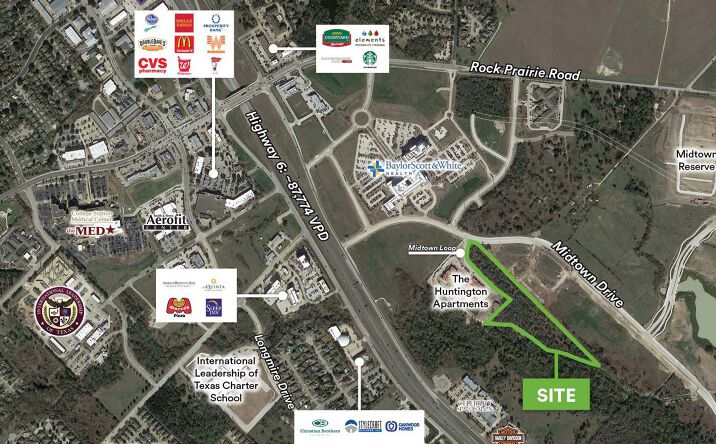 Pictures of Land property located at 10.6 AC South of Baylor Scott & White Midtown Loop, College Station, TX 77845 for sales - image #1