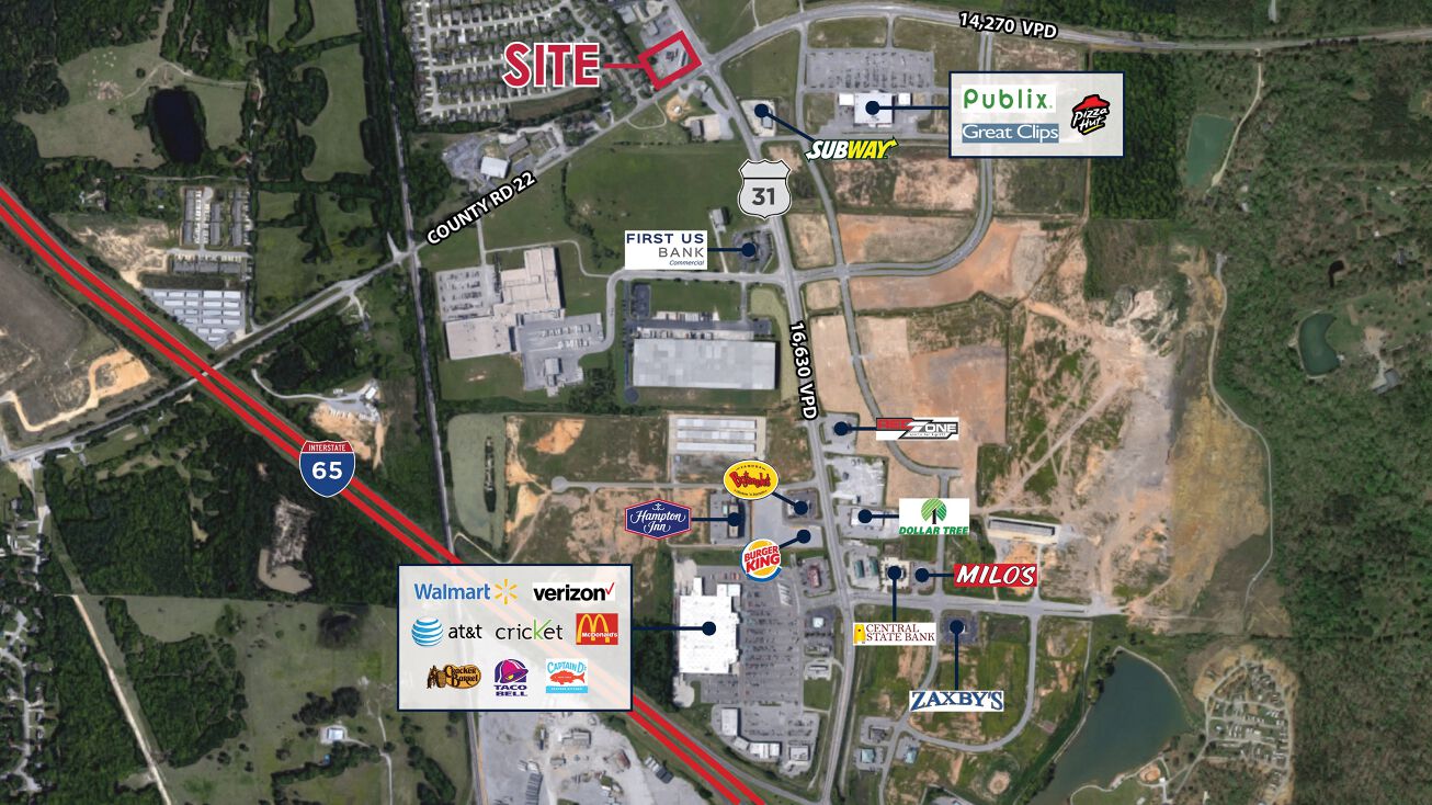 4454 US31, Calera, AL 35040 Land for Sale 1.36 Acres Available