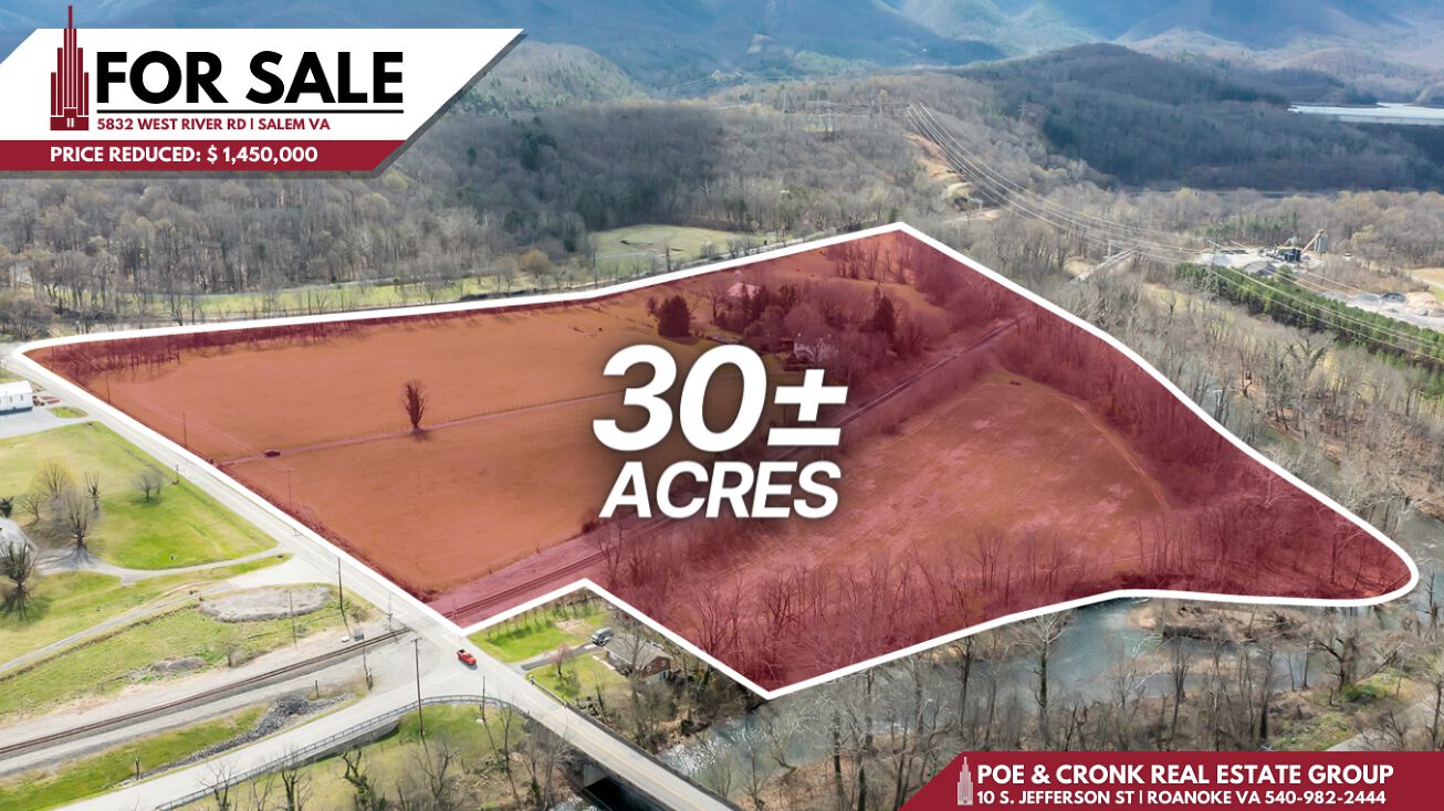 5832 W River Rd, Salem, VA 24153 Land for Sale 30 Acre Industrial Site