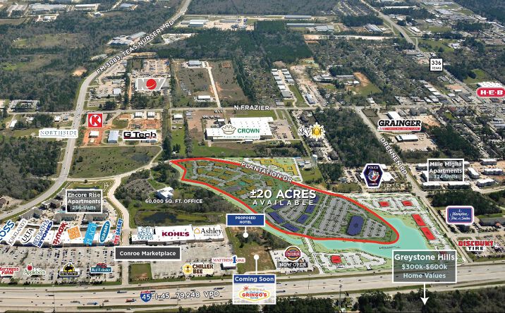 Pictures of Land property located at I-45 & Plantation Dr, Conroe, TX 77303 for sales - image #1