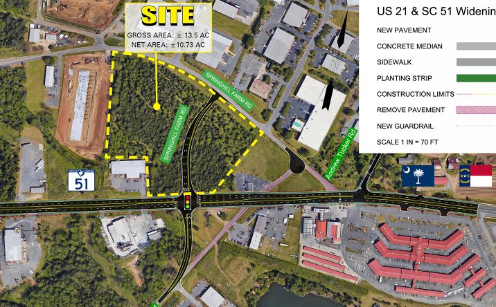 Pictures of Land property located at Springhill Farm Rd & Hwy 51, Fort Mill, SC 29715 for sales - image #1
