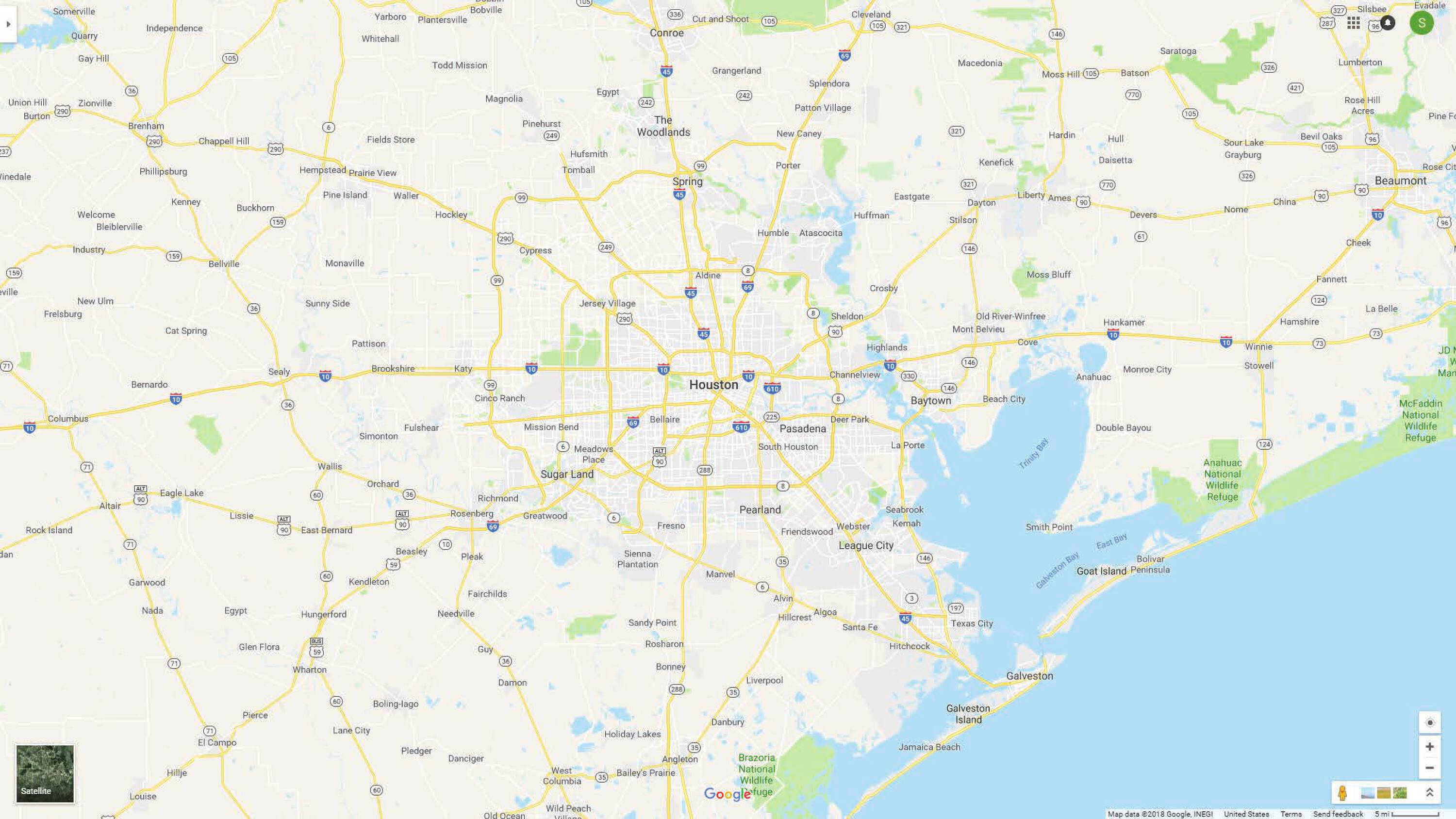 Map showing the location of SWC Clay Road & Gessner Road in Houston, TX.