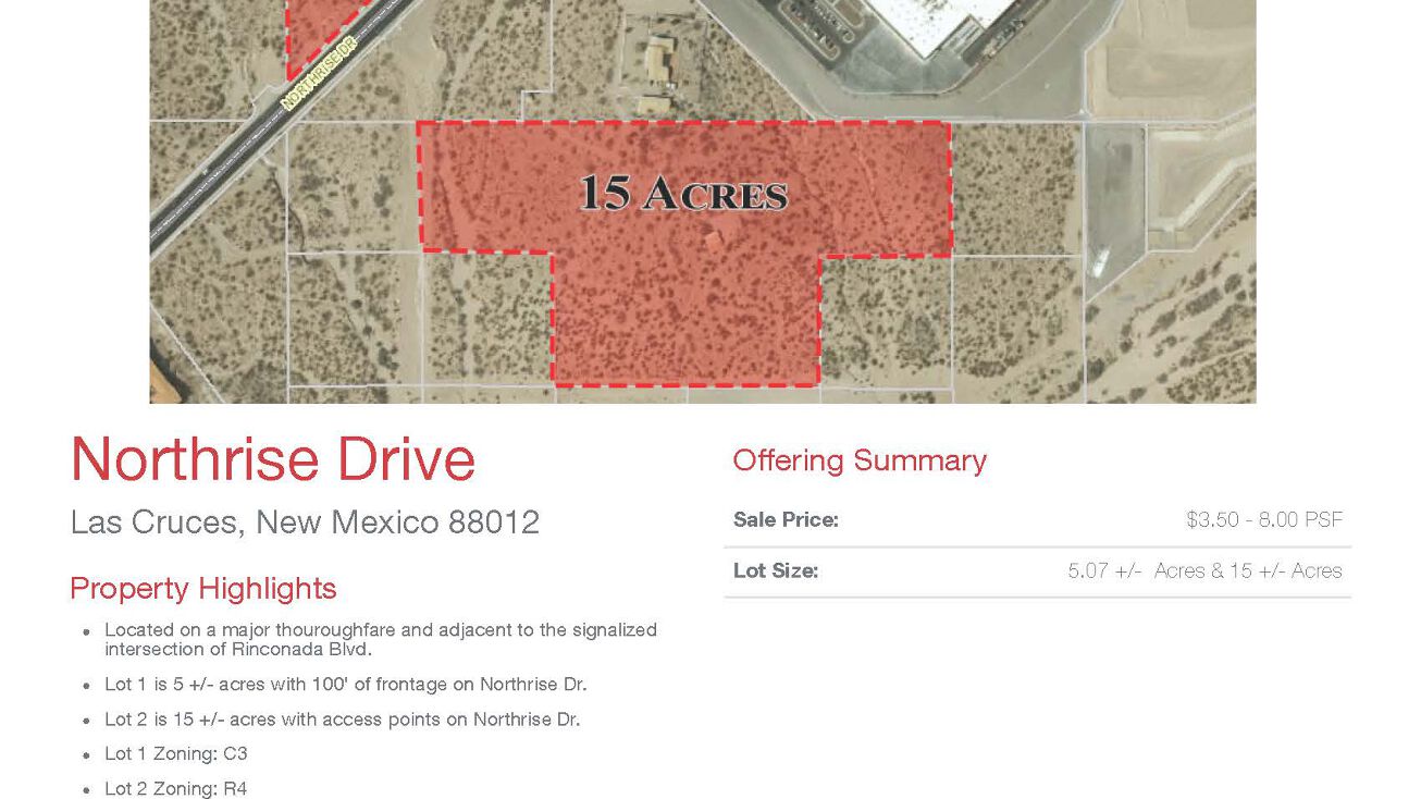 Pictures of Land property located at 15 Acres on Northrise, Las Cruces, NM 88011 for sales - image #1