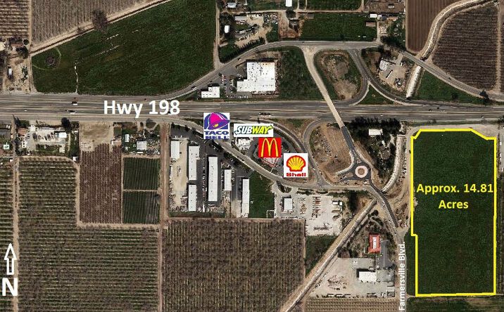 Pictures of Land, Retail property located at Hwy 198 and Farmersville Rd, Farmersville, CA 93223 for sales - image #1