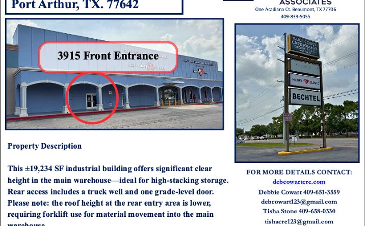 Pictures of Industrial property located at 3915 Twin City Hwy, Port Arthur, TX 77642 for lease - image #1
