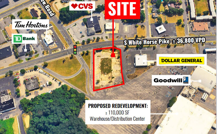 Pictures of Retail, Land, Restaurant property located at 222 S White Horse Pike, Stratford, NJ 08084 for lease - image #1