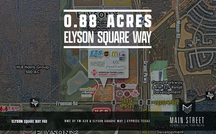 Pictures of Land property located at NWQ of FM 529 and Elyson Square Way, Cypress, TX 77433 for lease - image #1