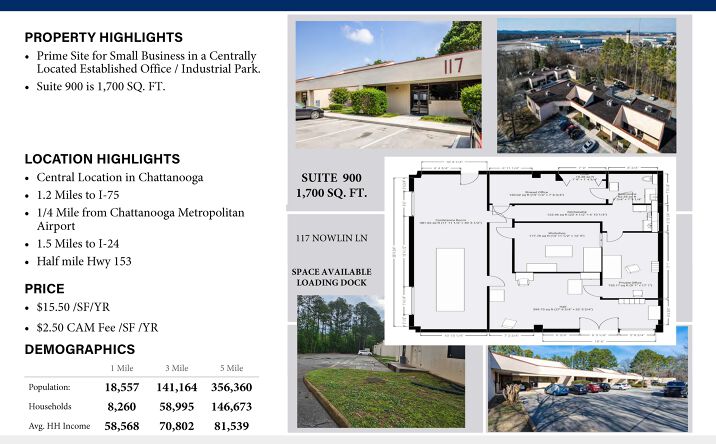 Pictures of Office, Industrial, Special Purpose property located at 117 Nowlin Ln, Chattanooga, TN 37421 for lease - image #1