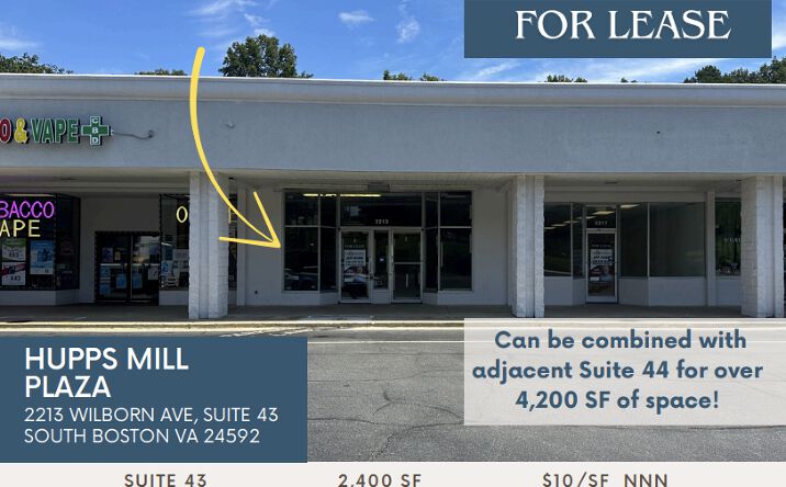 Pictures of Retail, Office property located at 2213 Wilborn Ave, South Boston, VA 24592 for lease - image #1