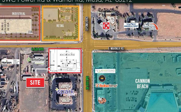 Pictures of Retail, Industrial, Land property located at SWC Power Rd & Warner Rd, Mesa, AZ 85212 for lease - image #1