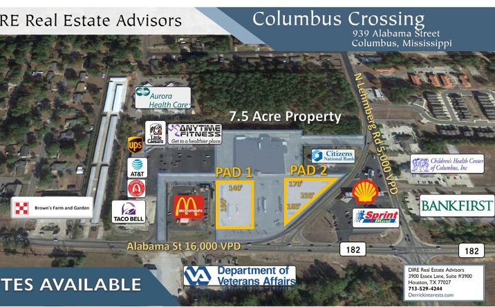 Pictures of Retail, Restaurant property located at 939 Alabama St, Columbus, MS 39702 for lease - image #1