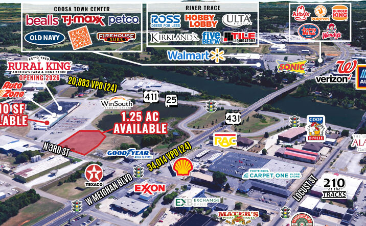 Pictures of Retail property located at 280 N 3rd St, Gadsden, AL 35901 for lease - image #1