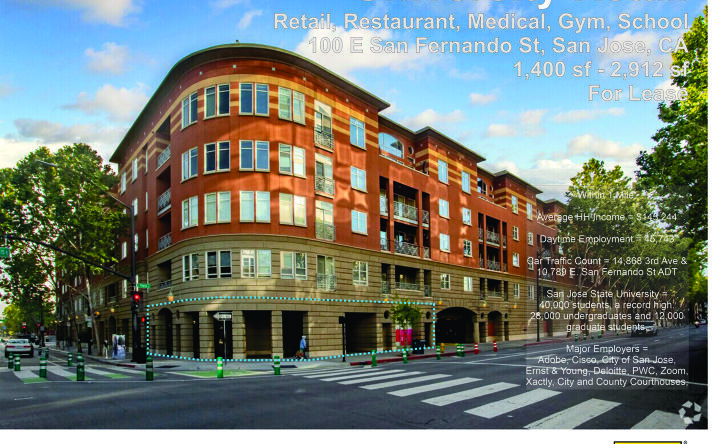 Pictures of Office, Retail, Restaurant property located at 100 E San Fernando St, San Jose, CA 95112 for lease - image #1