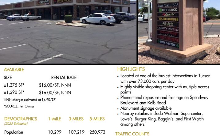 Pictures of Retail property located at SWC Speedway & Kolb, Tucson, AZ 85710 for lease - image #1