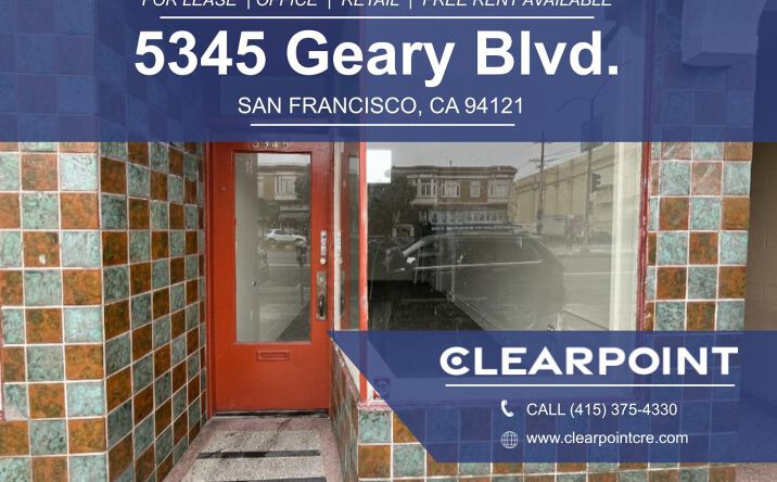 Pictures of Retail, Office property located at 5345 Geary Blvd, SF, CA 94121 for lease - image #1
