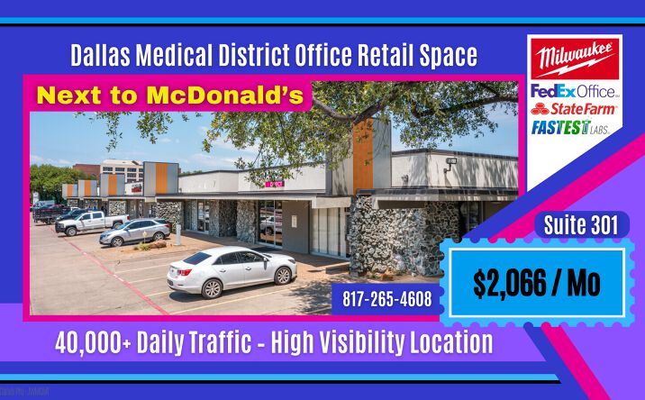 Pictures of Retail, Office, Industrial property located at 1625 W Mockingbird Ln, Suite 301, Dallas, TX 75235 for lease - image #1