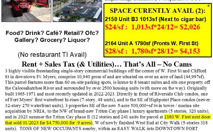 Pictures of Office, Retail, Special Purpose property located at 2164 W First St, Fort Myers, FL 33901 for lease - image #1
