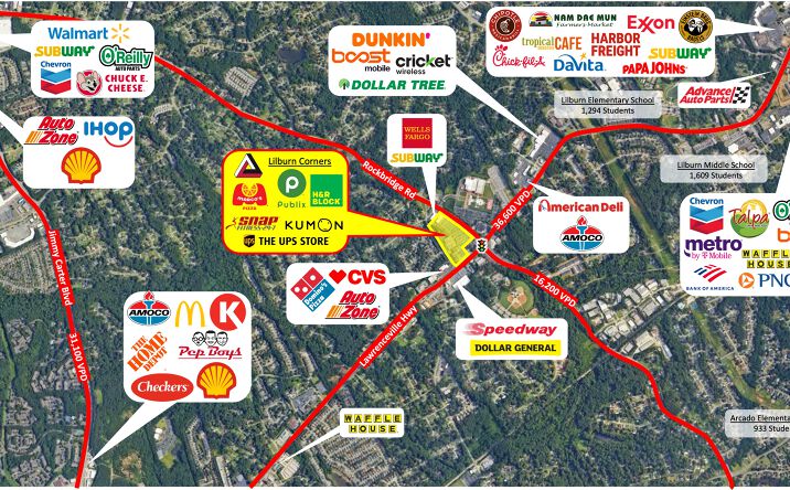 Pictures of Retail property located at 375 Rockbridge Rd NW, Lilburn, GA 30047 for lease - image #1