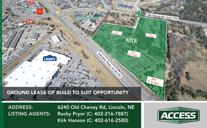 Pictures of Land, Retail property located at 6240 Old Cheney Rd, Lincoln, NE 68516 for lease - image #1
