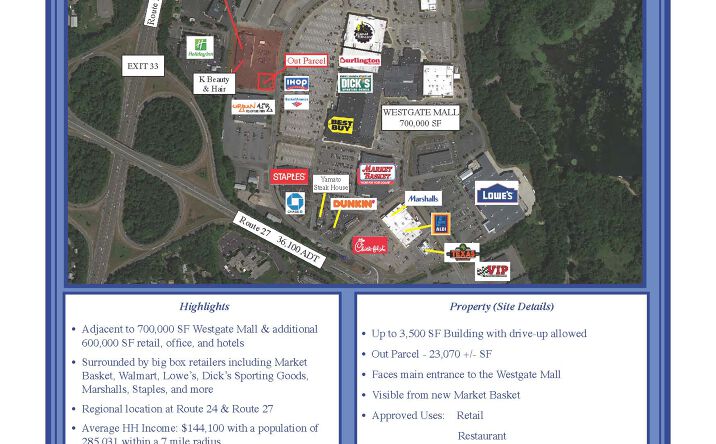 Pictures of Retail, Land property located at 399 Westgate Dr, Brockton, MA 02301 for lease - image #1