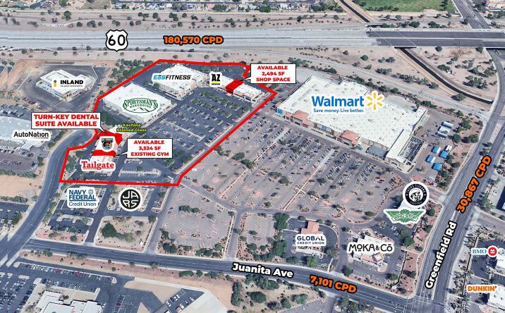 Pictures of Retail, Restaurant property located at SWC of US 60 and Greenfield Rd, Mesa, AZ 85206 for lease - image #1