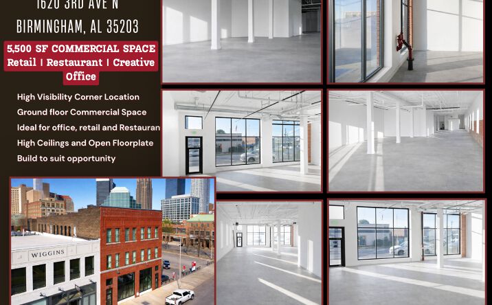 Pictures of Office, Restaurant, Retail property located at 1620 3rd Ave N, Birmingham, AL 35203 for lease - image #1