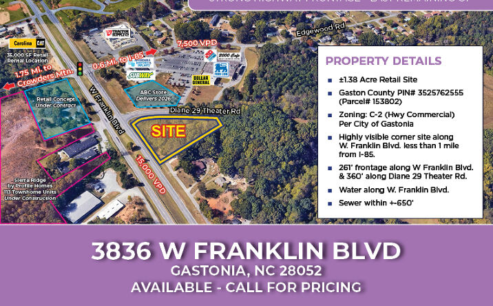 Pictures of Land property located at 3836 W Franklin Blvd, Gastonia, NC 28052 for lease - image #1